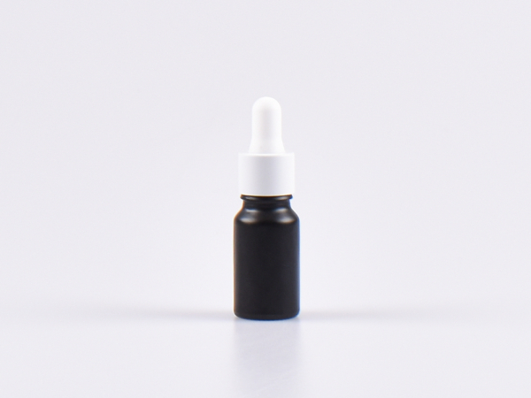 Schwarzglasflasche 10ml, mit Pipette weiss